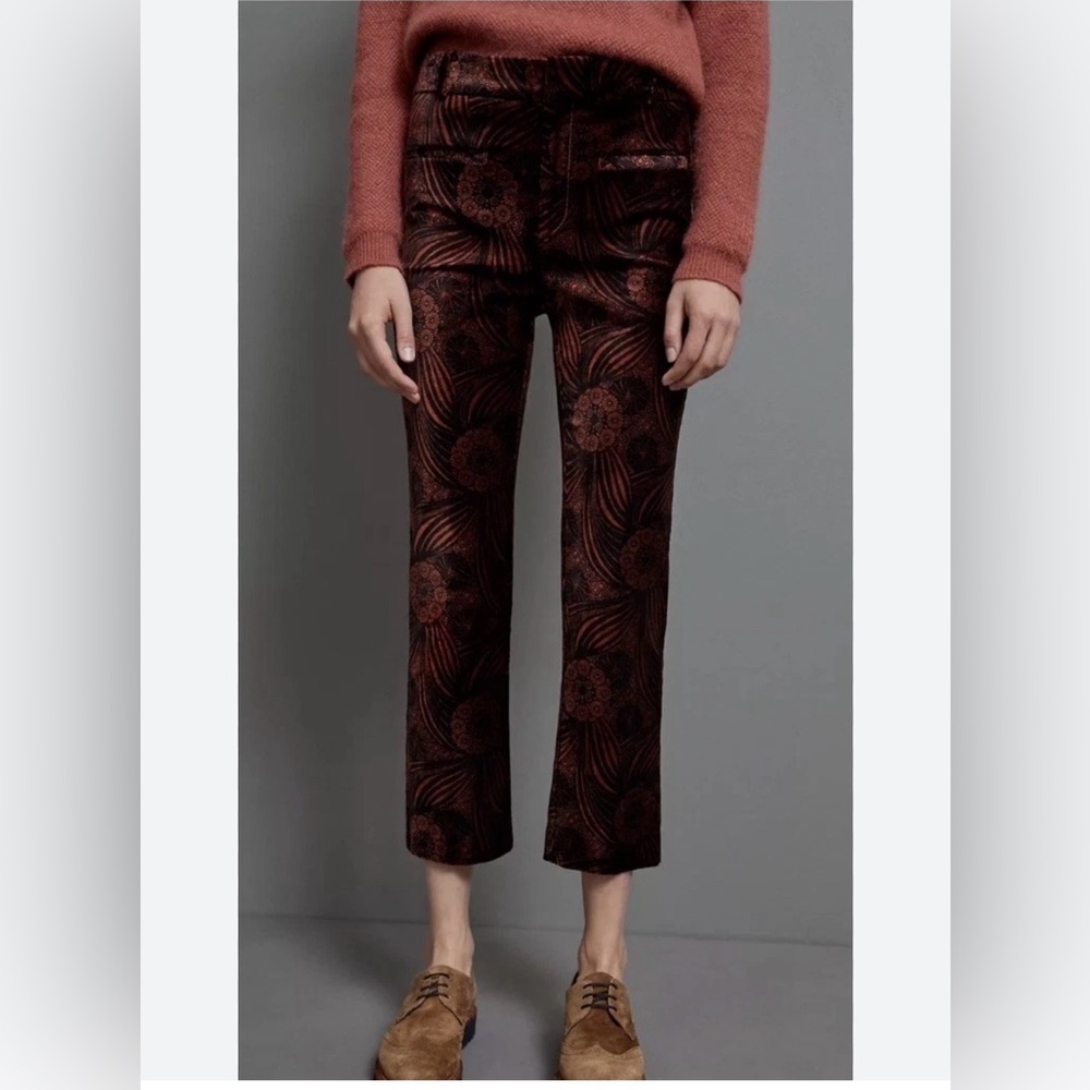 Anthropologie Dark Floral Cropped Pants